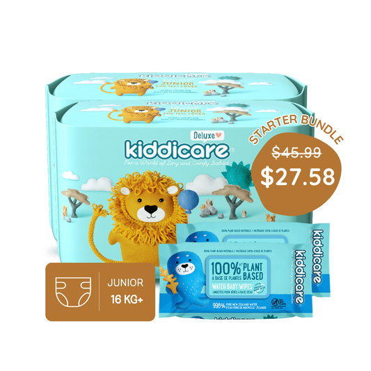 Kiddicare Starter Bundle - 2 Pack Nappies + 2 Pack Water Baby Wipes