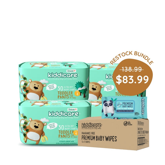 Kiddicare Restock Bundle - Bulk Pack Nappy Pants + 1 Carton Baby Wipes