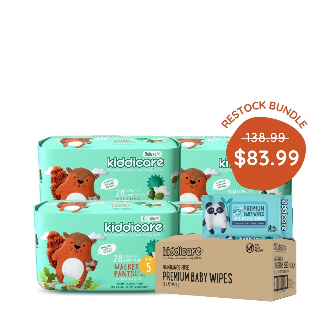 Kiddicare Restock Bundle - Bulk Pack Nappy Pants + 1 Carton Baby Wipes