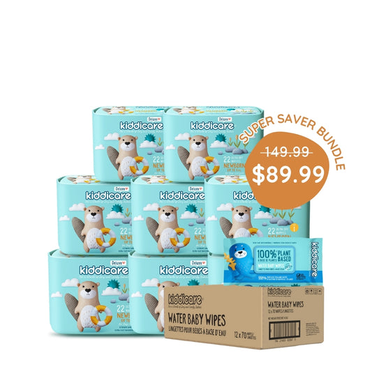 Kiddicare Super Saver Carton Bundles - 1 Nappies Carton + 1 Carton Water Baby Wipes