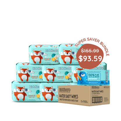 Kiddicare Super Saver Carton Bundles - 1 Nappies Carton + 1 Carton Water Baby Wipes