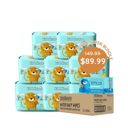 Kiddicare Super Saver Carton Bundles - 1 Nappies Carton + 1 Carton Water Baby Wipes