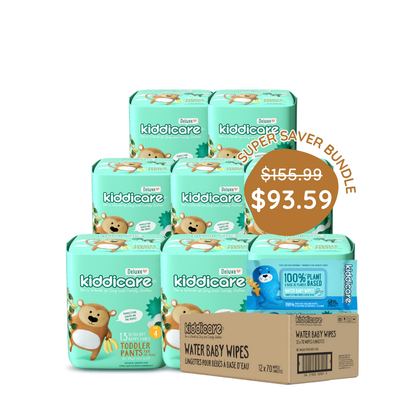 Kiddicare Super Saver Carton Bundles - 1 Nappy Pants Carton + 1 Carton Water Baby Wipes