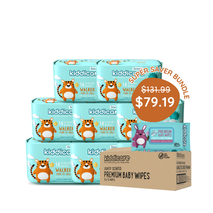 Kiddicare Super Saver Carton Bundles - 1 Nappies Carton + 1 Carton Baby Wipes