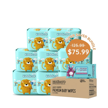 Kiddicare Super Saver Carton Bundles - 1 Nappies Carton + 1 Carton Baby Wipes