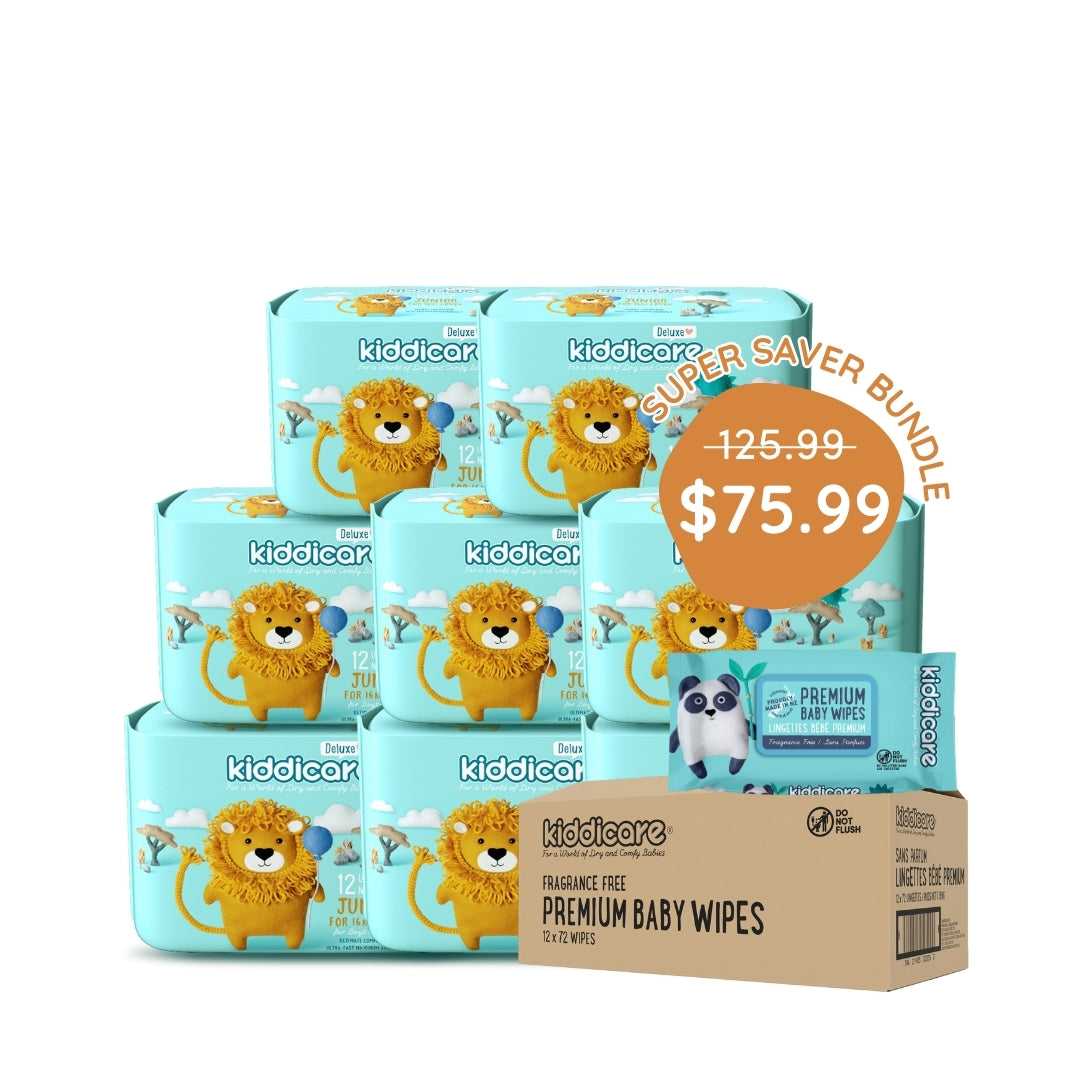 Kiddicare Super Saver Carton Bundles - 1 Nappies Carton + 1 Carton Baby Wipes