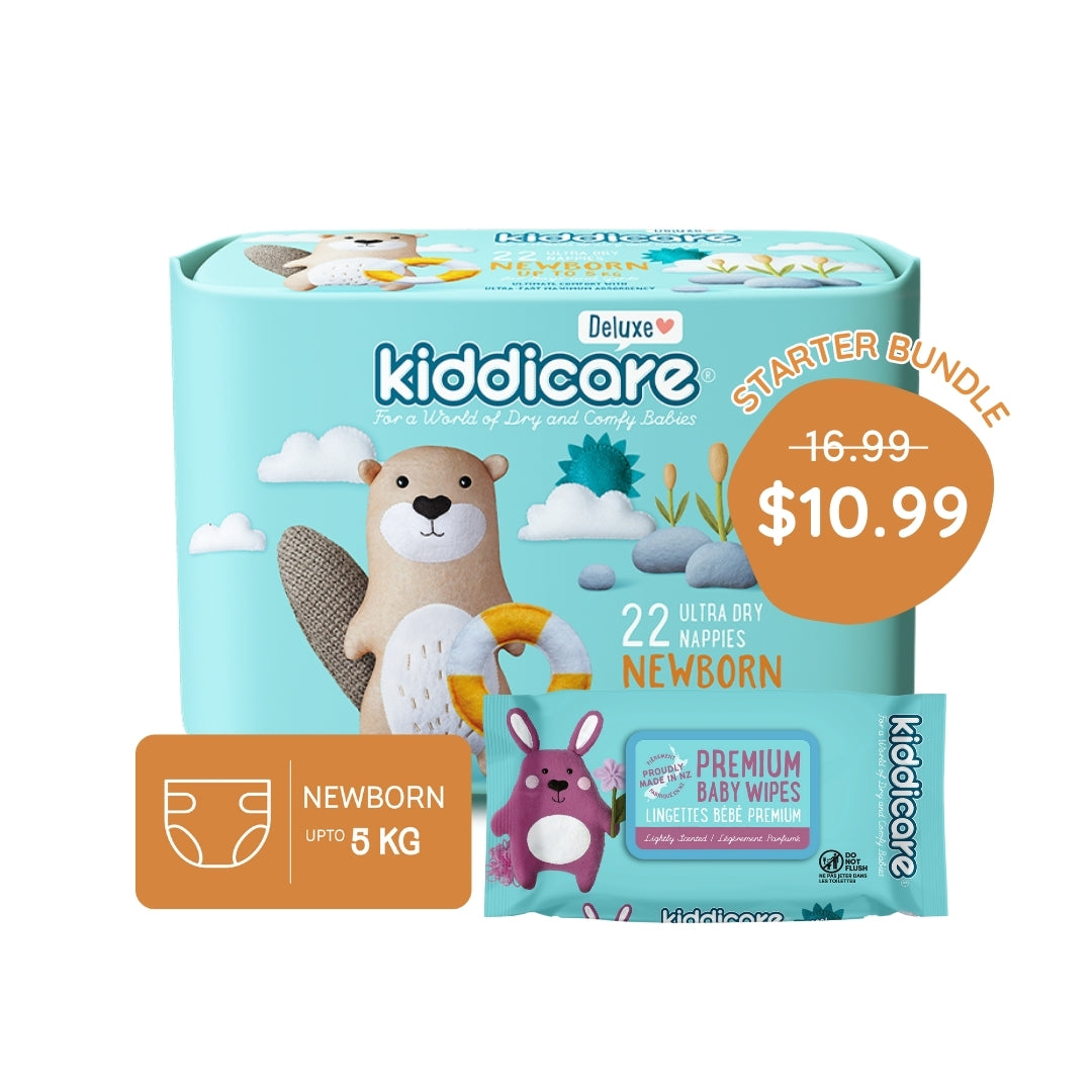 Kiddicare Starter Bundle - 1 Pack Nappies + 1 Pack Baby Wipes