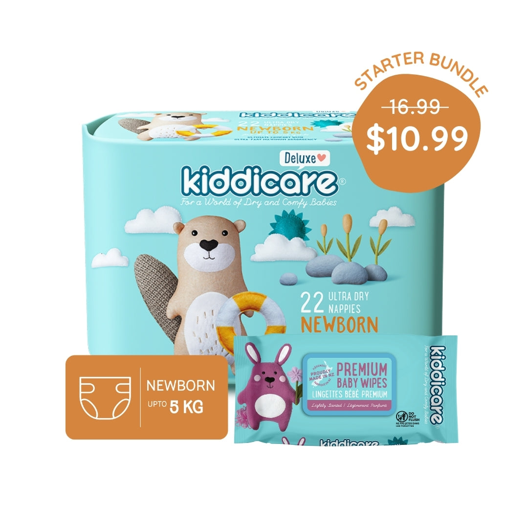 Kiddicare Starter Bundle - 1 Pack Nappies + 1 Pack Baby Wipes