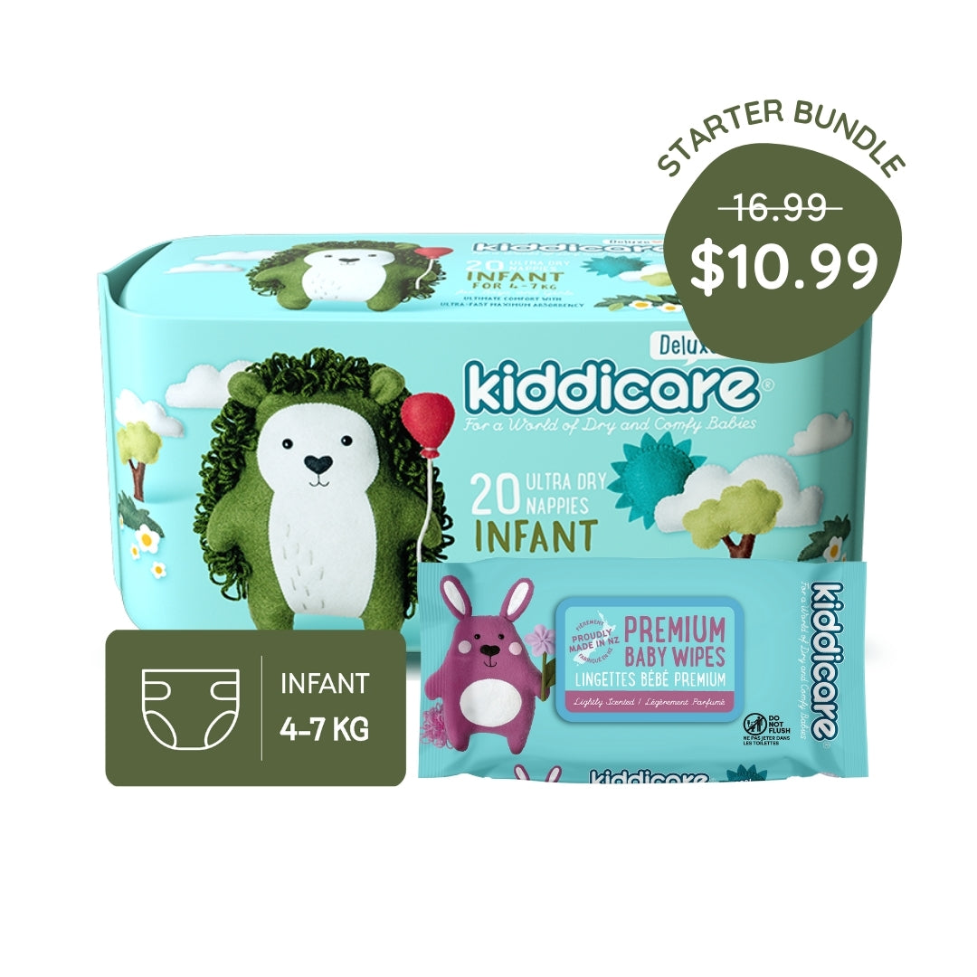 Kiddicare Starter Bundle - 1 Pack Nappies + 1 Pack Baby Wipes