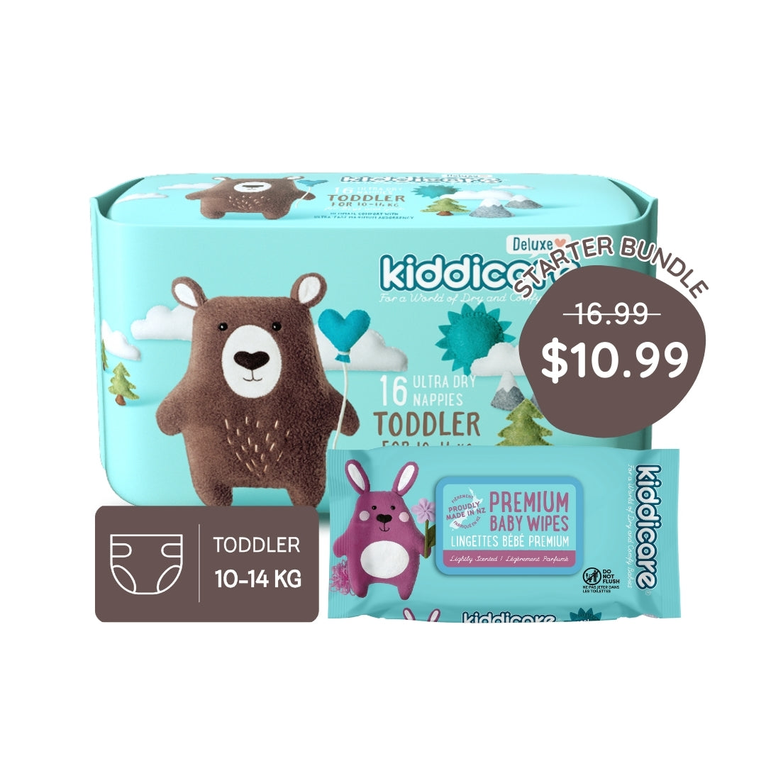 Kiddicare Starter Bundle - 1 Pack Nappies + 1 Pack Baby Wipes