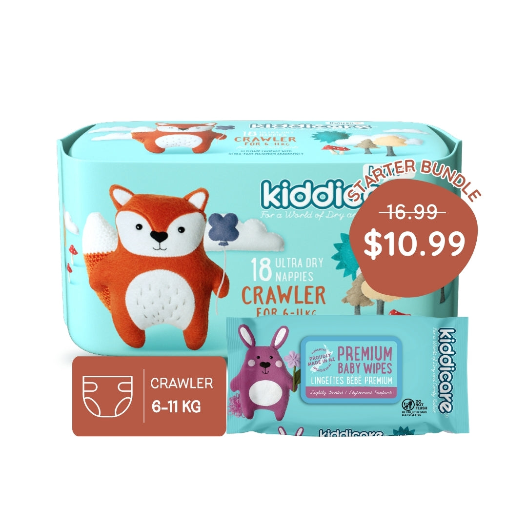 Kiddicare Starter Bundle - 1 Pack Nappies + 1 Pack Baby Wipes