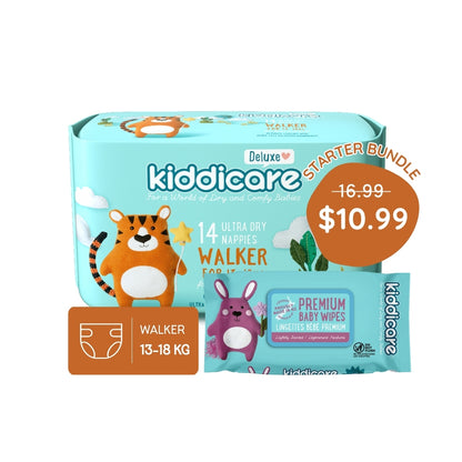 Kiddicare Starter Bundle - 1 Pack Nappies + 1 Pack Baby Wipes