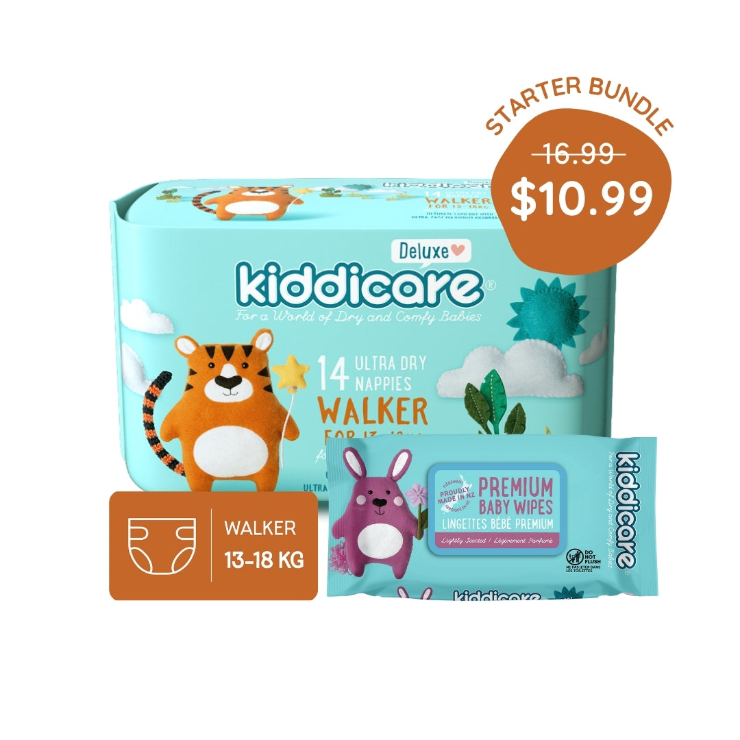 Kiddicare Starter Bundle - 1 Pack Nappies + 1 Pack Baby Wipes