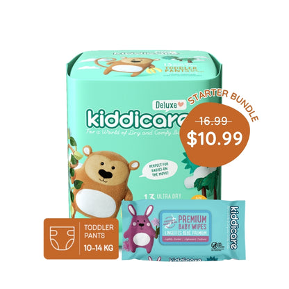 Kiddicare Starter Bundle - 1 Pack Nappy Pants + 1 Pack Baby Wipes