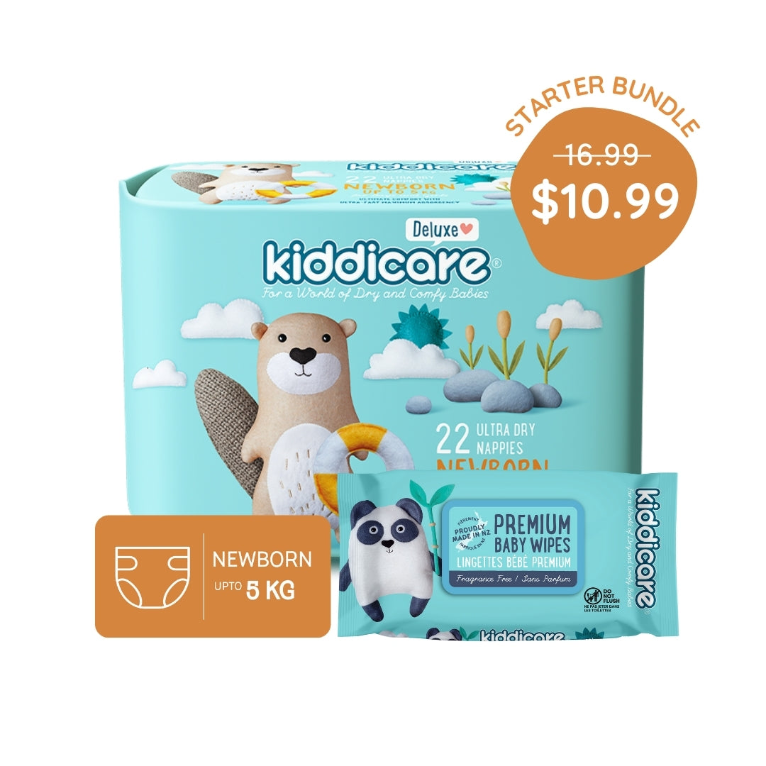 Kiddicare Starter Bundle - 1 Pack Nappies + 1 Pack Baby Wipes