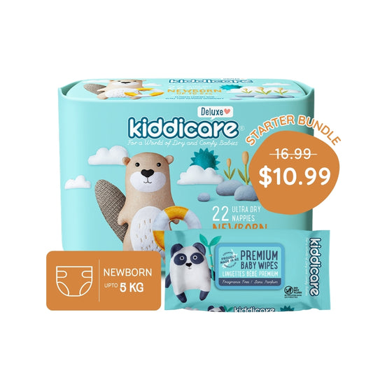 Kiddicare Starter Bundle - 1 Pack Nappies + 1 Pack Baby Wipes