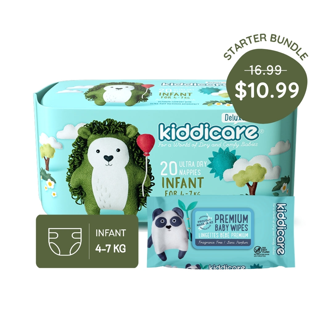 Kiddicare Starter Bundle - 1 Pack Nappies + 1 Pack Baby Wipes