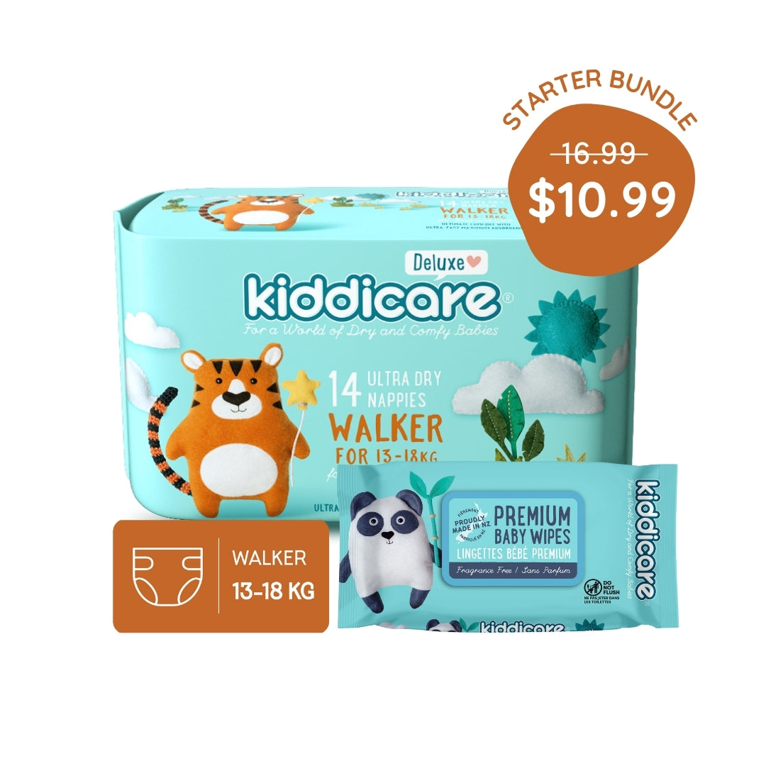 Kiddicare Starter Bundle - 1 Pack Nappies + 1 Pack Baby Wipes