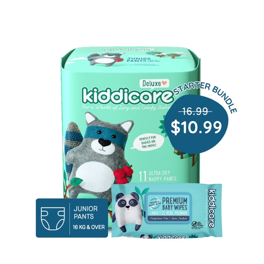 Kiddicare Starter Bundle - 1 Pack Nappy Pants + 1 Pack Baby Wipes