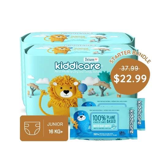 Kiddicare Starter Bundle - 2 Pack Nappies + 2 Pack Water Baby Wipes