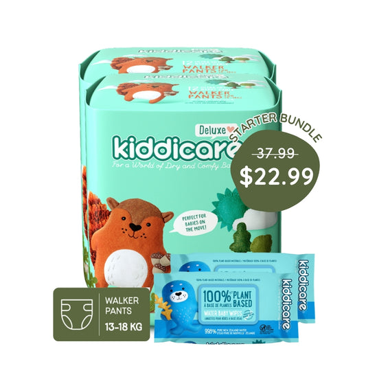 Kiddicare Starter Bundle - 2 Pack Nappy Pants + 2 Pack Water Baby Wipes