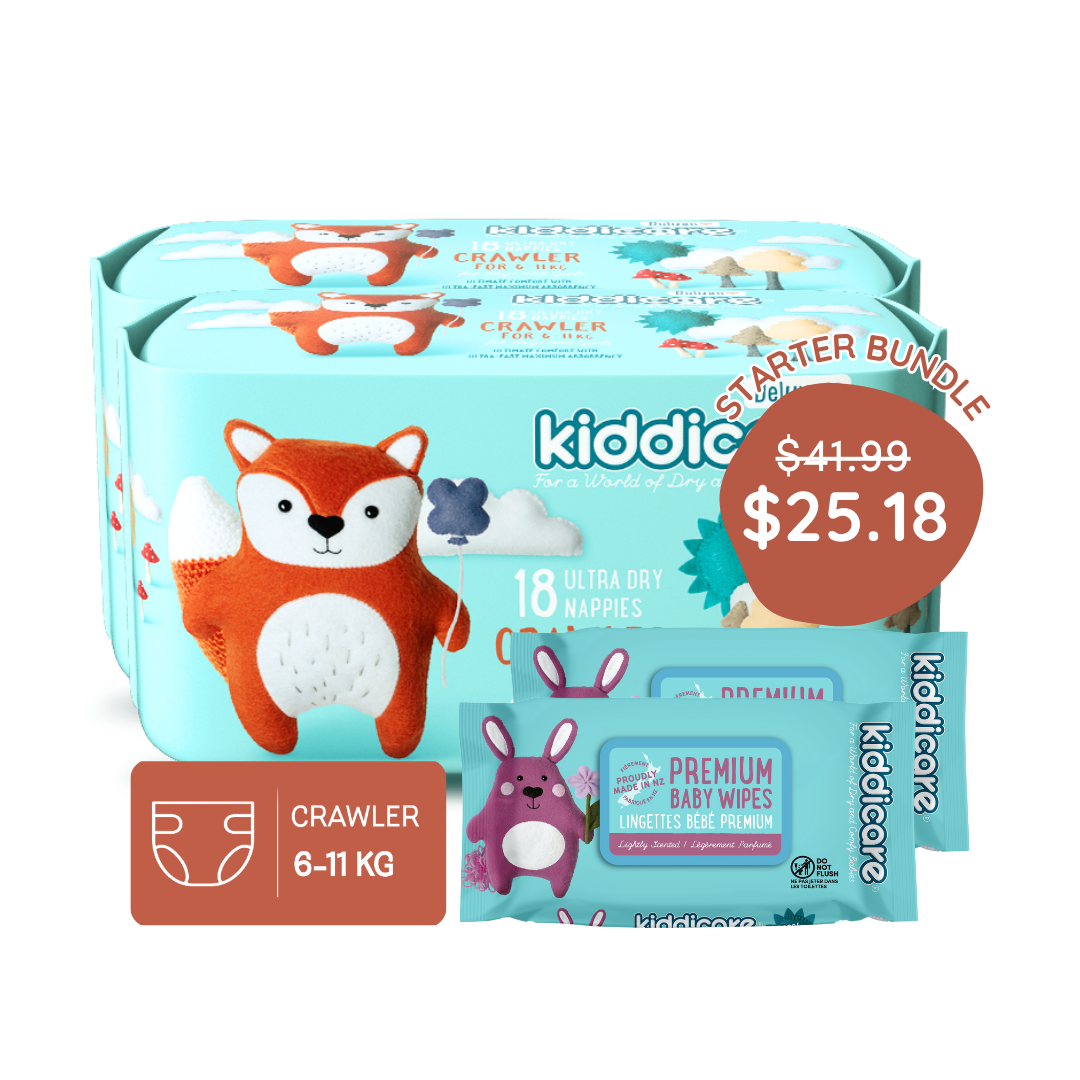 Kiddicare Starter Bundle - 2 Pack Nappies + 2 Pack Baby Wipes