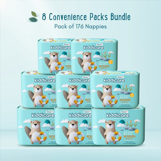 Kiddicare Newborn Nappies 8 Convenience Pack Bundle of 176