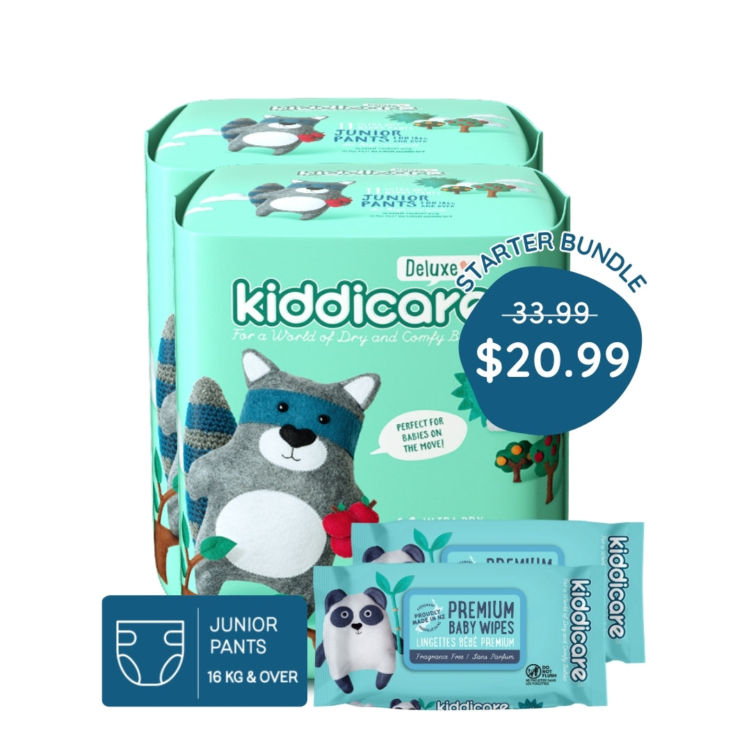 Kiddicare Starter Bundle - 2 Pack Nappy Pants + 2 Pack Baby Wipes