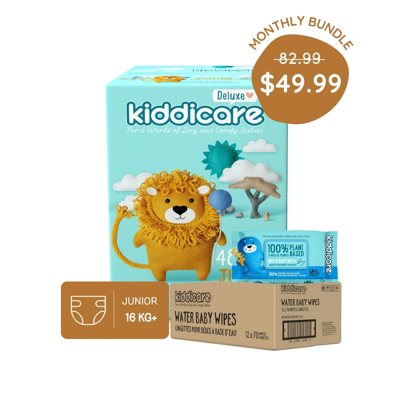 Monthly Pack - Jumbo Nappies & Water Baby Wipes Bundle