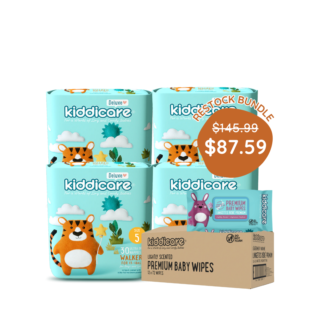 Kiddicare Restock Bundle - Bulk Pack Nappies + 1 Carton Baby Wipes