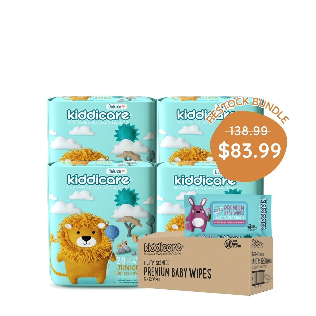 Kiddicare Restock Bundle - Bulk Pack Nappies + 1 Carton Baby Wipes