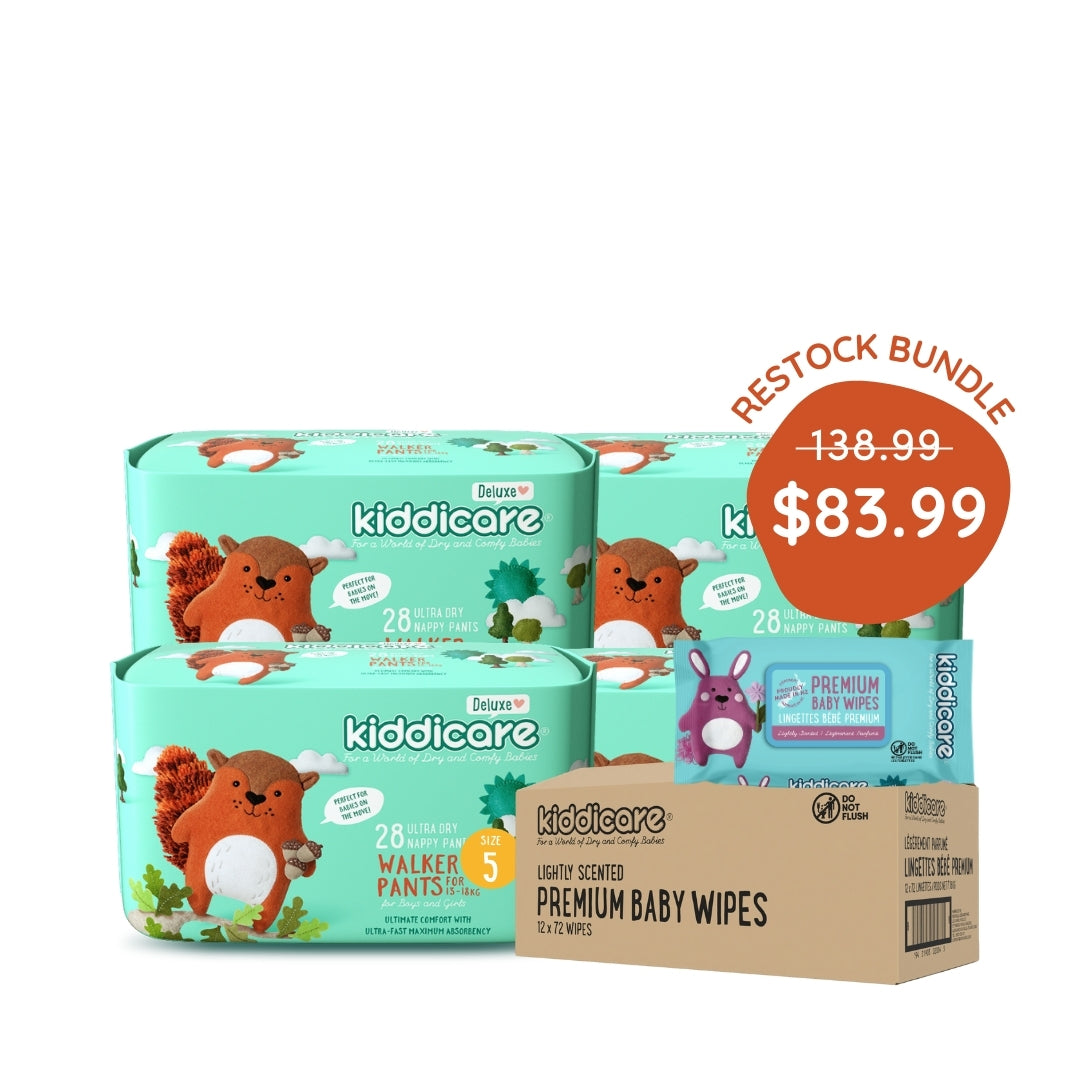 Kiddicare Restock Bundle - Bulk Pack Nappy Pants + 1 Carton Baby Wipes