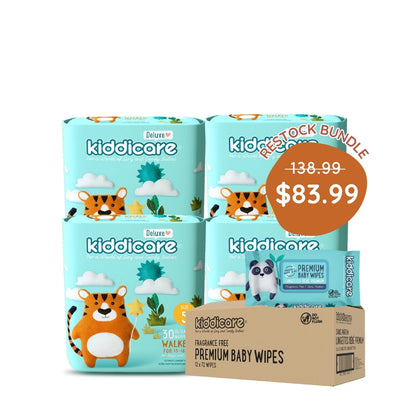 Kiddicare Restock Bundle - Bulk Pack Nappies + 1 Carton Baby Wipes