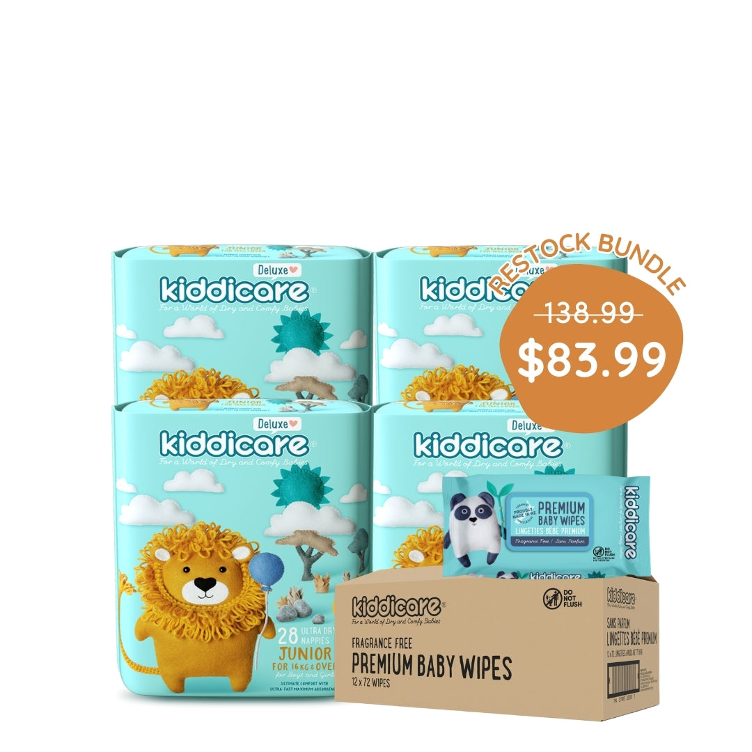 Kiddicare Restock Bundle - Bulk Pack Nappies + 1 Carton Baby Wipes